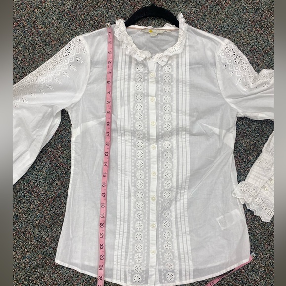 BODEN Broderie Trim Blouse White Eyelet Size US6 - Picture 10 of 11